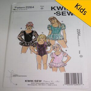 Kwik Sew 2264 child girls leotard with skirt, puffy sleeves 8-14